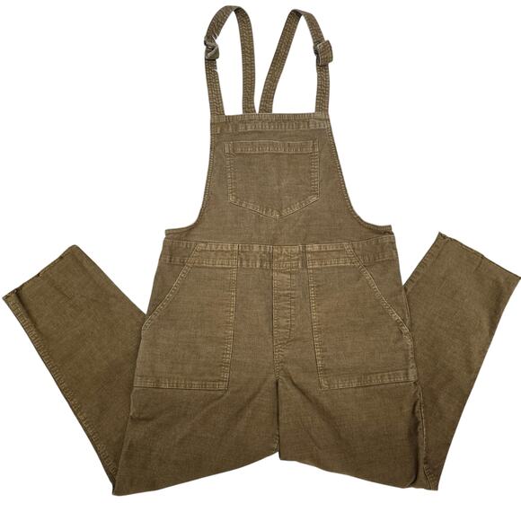 Aerie Werk and Play Corduroy Overalls Bib Cord Overalls Size M Raw Fray Hem - Picture 5 of 13